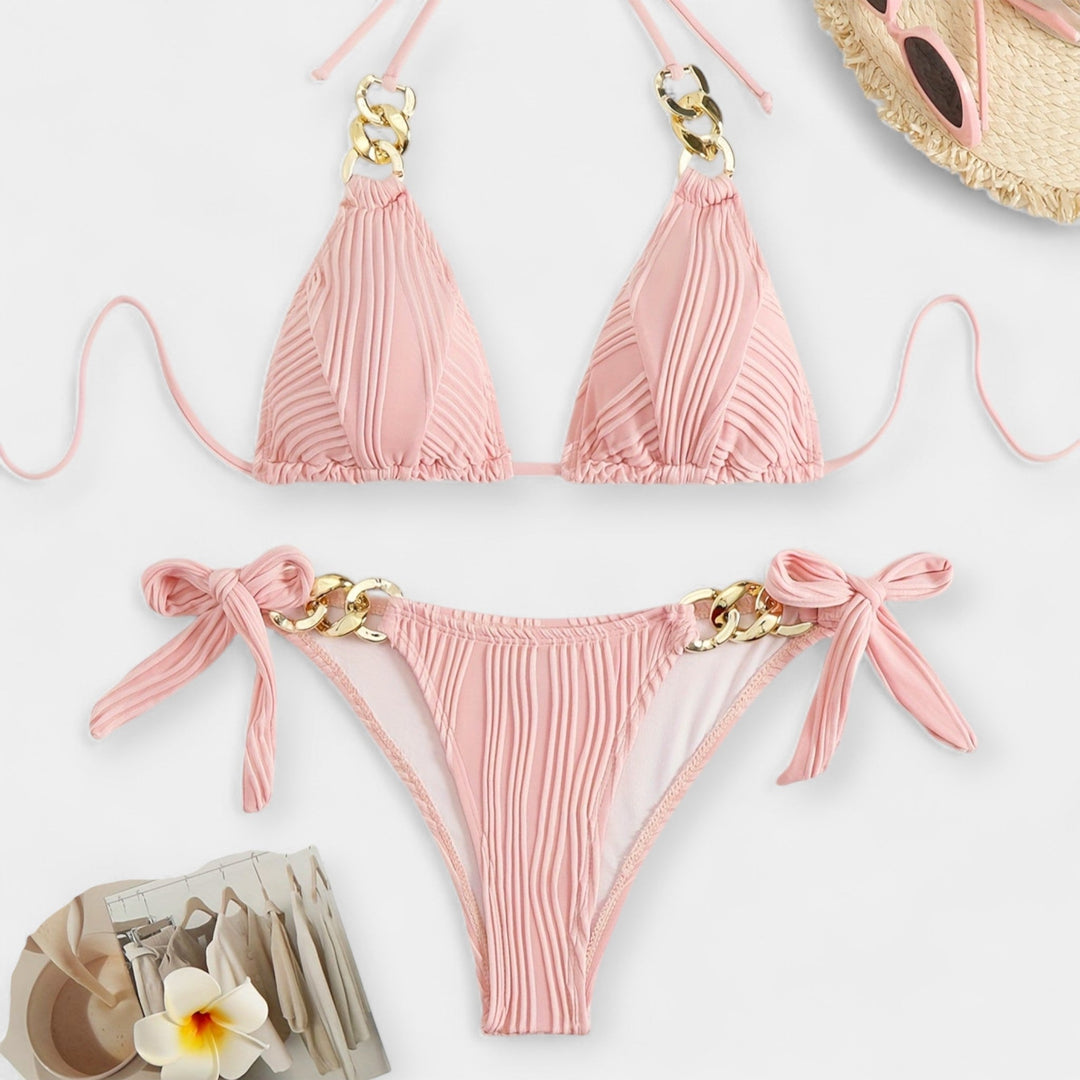 Striped Bikini Set with Ruffles
