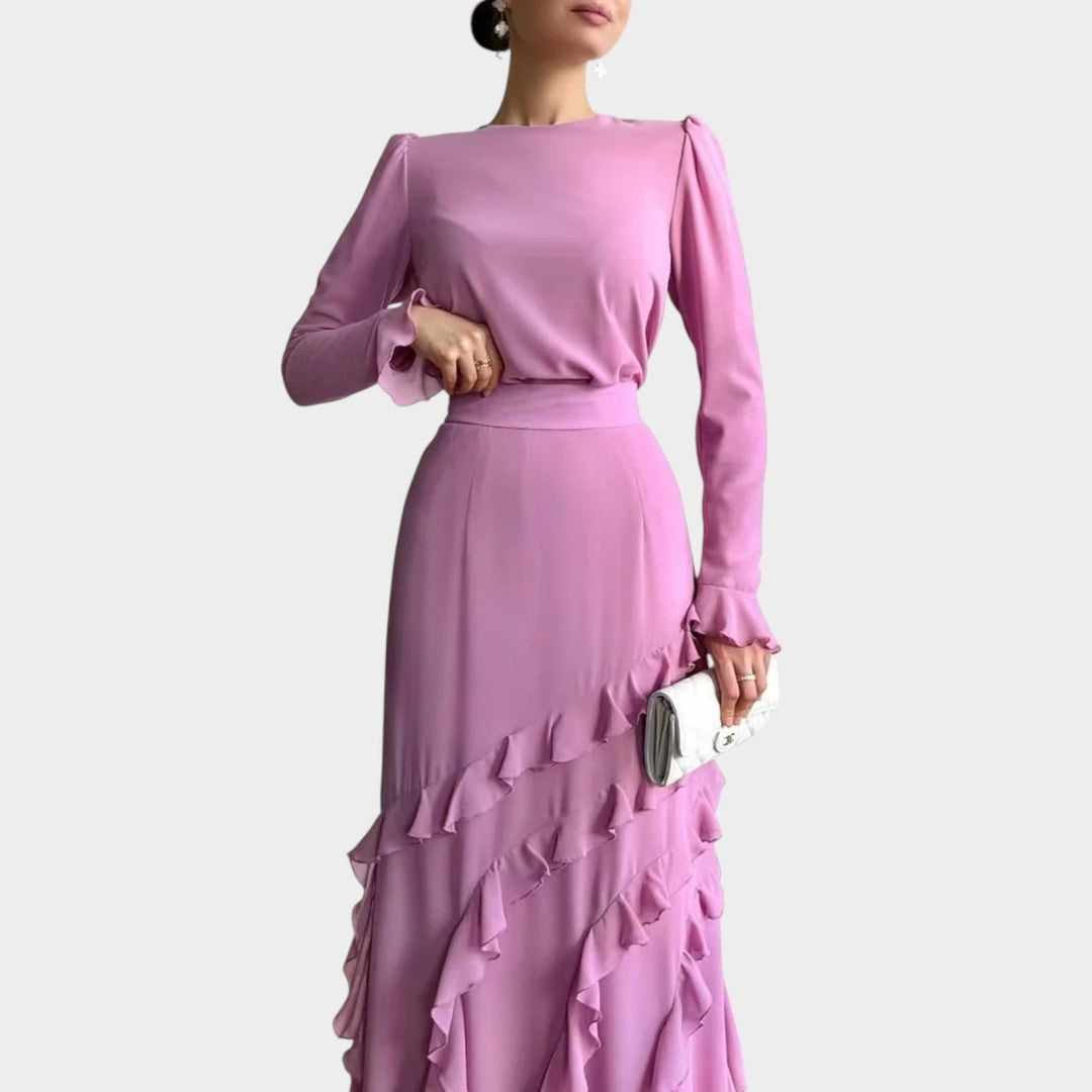 Elegant Ruffle Hem Maxi Dress