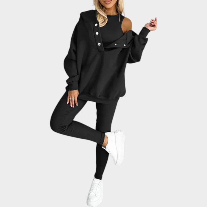 Trendy Button-Collar Lounge Set