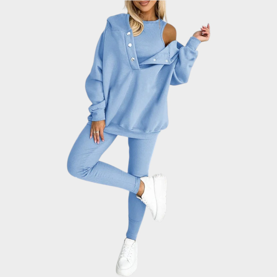 Trendy Button-Collar Lounge Set
