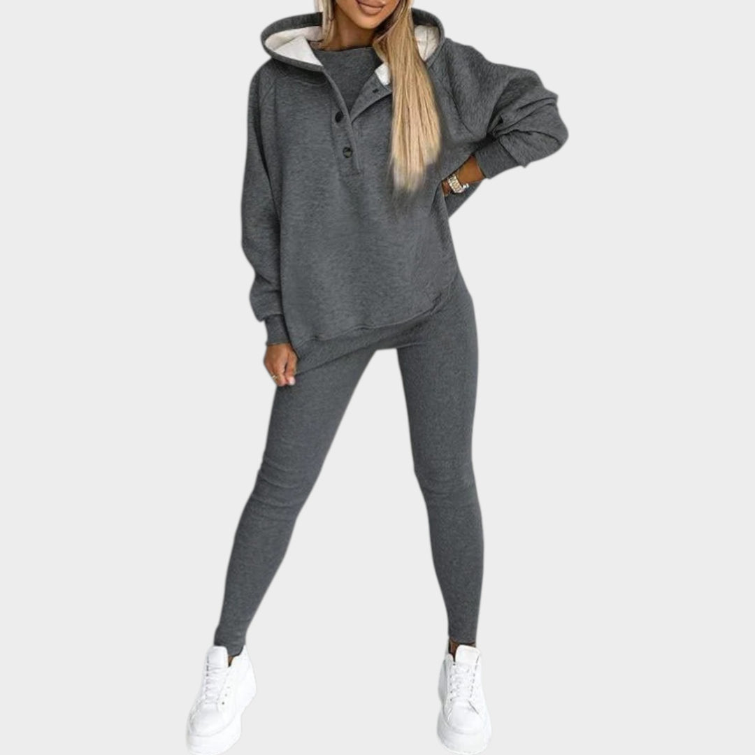 Trendy Button-Collar Lounge Set