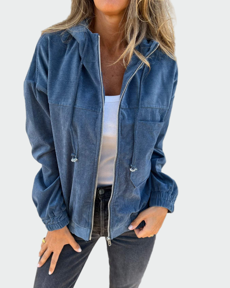 Velvet Textured Blazer with Stripes