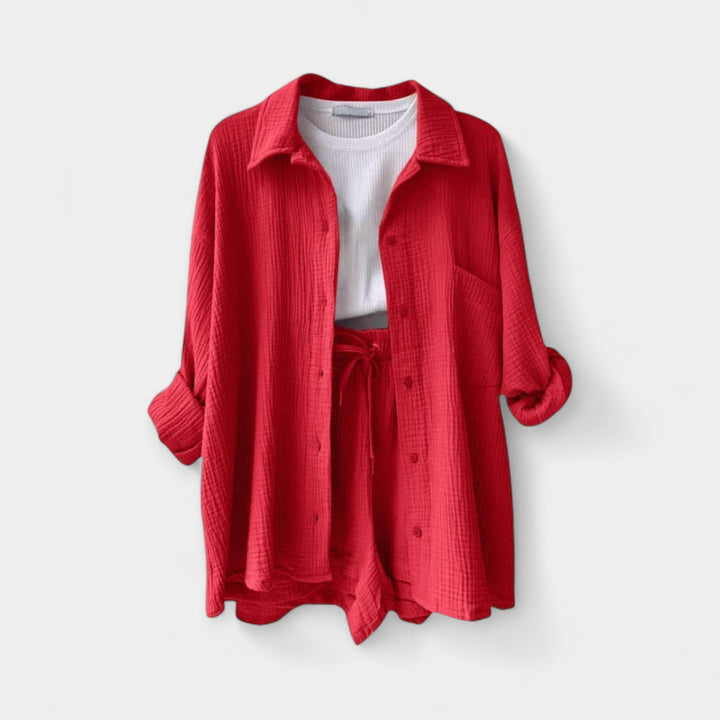 Two-Tone Summer Top and Shorts Set