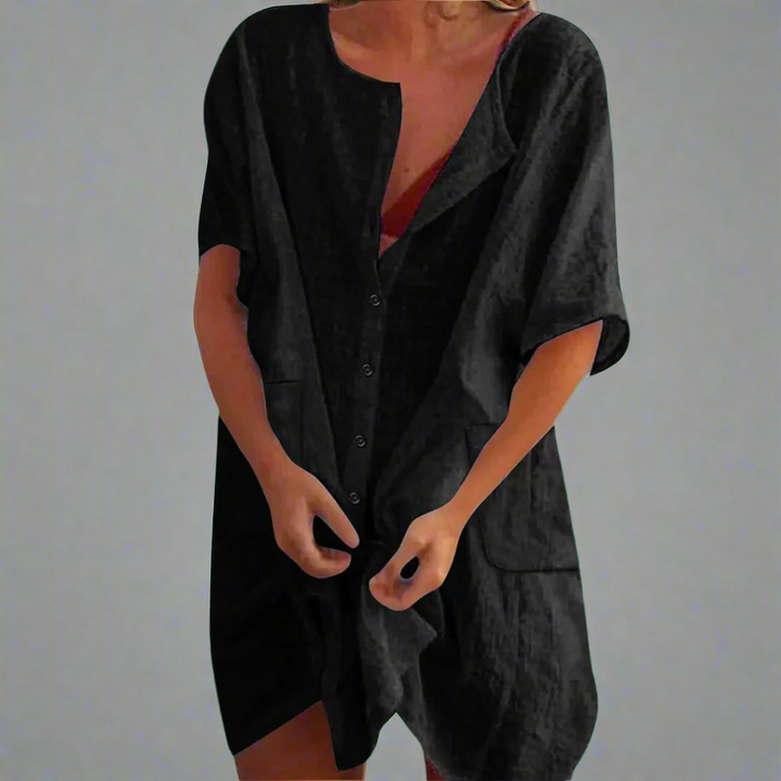 Organic summer dress made from cotton and linen for comfortable summer moments