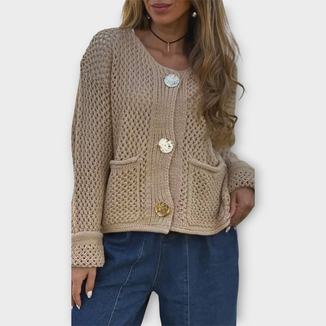 Cozy Textured Knit Button-Front Cardigan