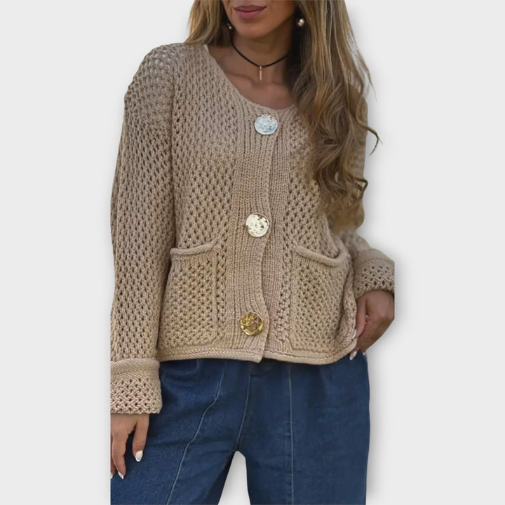 Cozy Textured Knit Button-Front Cardigan