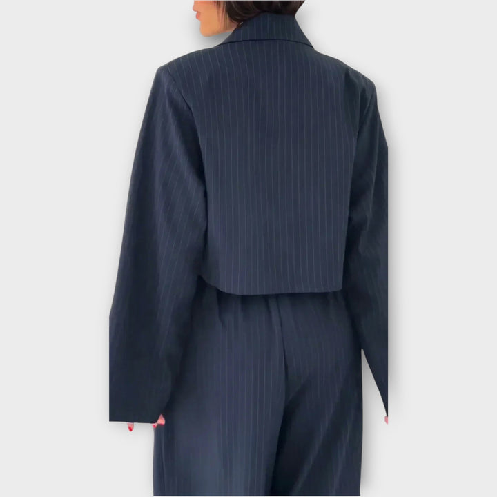 Wide-Leg Belted Jumpsuit with Blazer