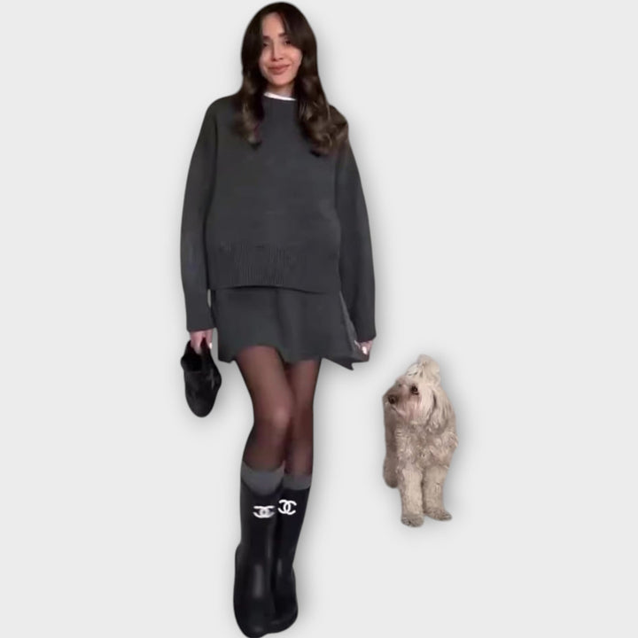 Knitted Skirt Two Piece Set