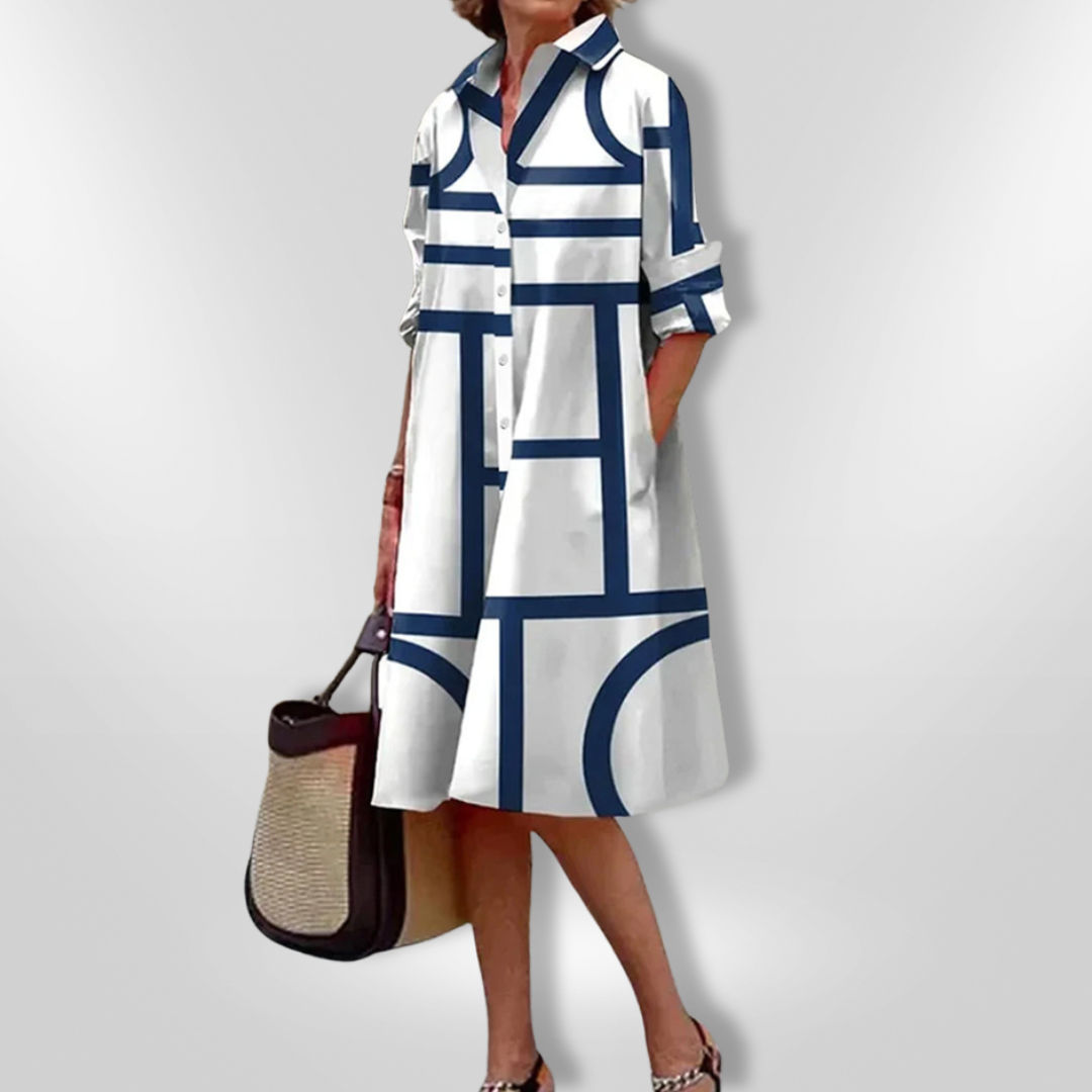 Mid-Length Dress with Geometric Pattern