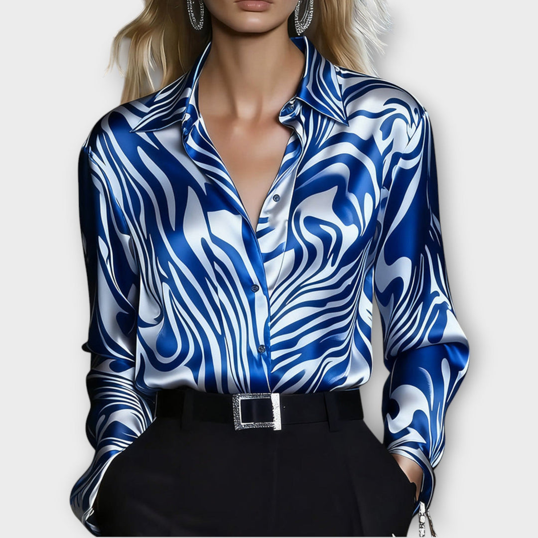 Luxe Satin Zebra Print Blouse