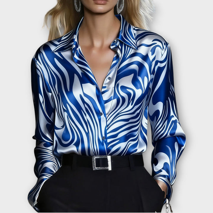 Luxe Satin Zebra Print Blouse
