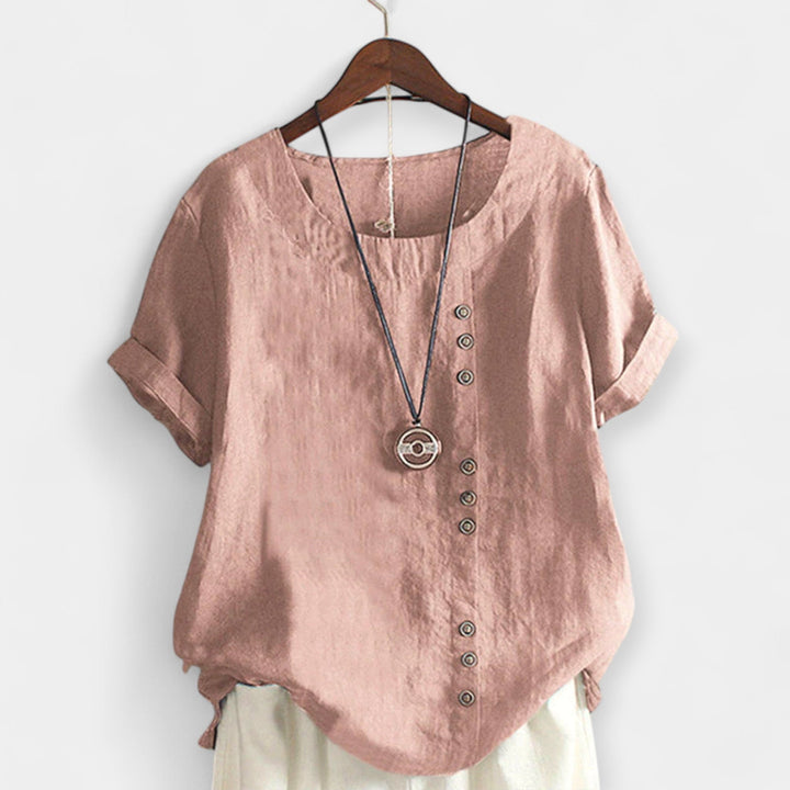 Short-Sleeved Blouse with Buttons