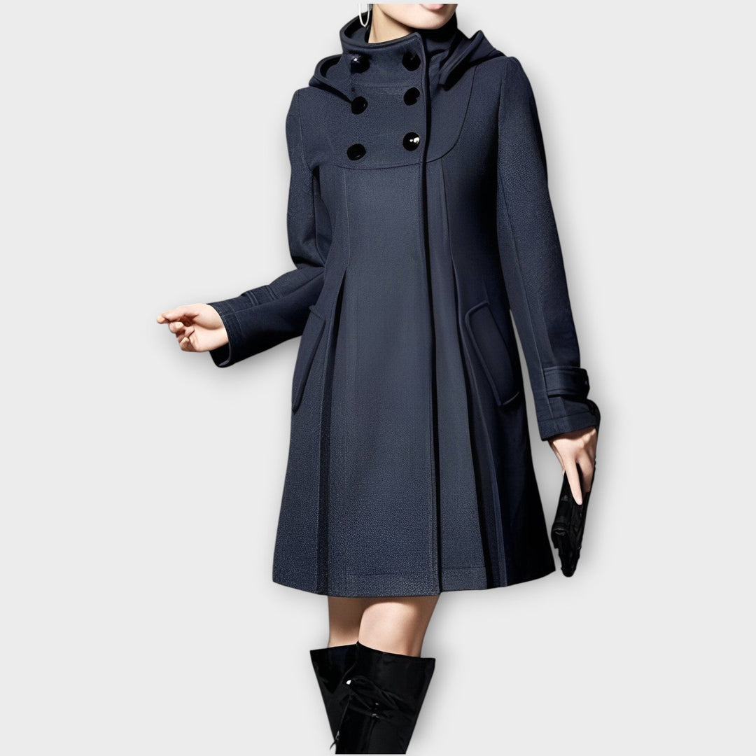 Elegant Double-Breasted Flare Coat