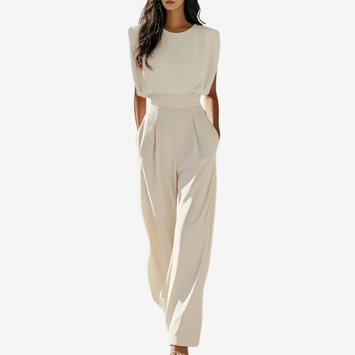 Tailored Sleeveless Jumpsuit with Pleated Detail