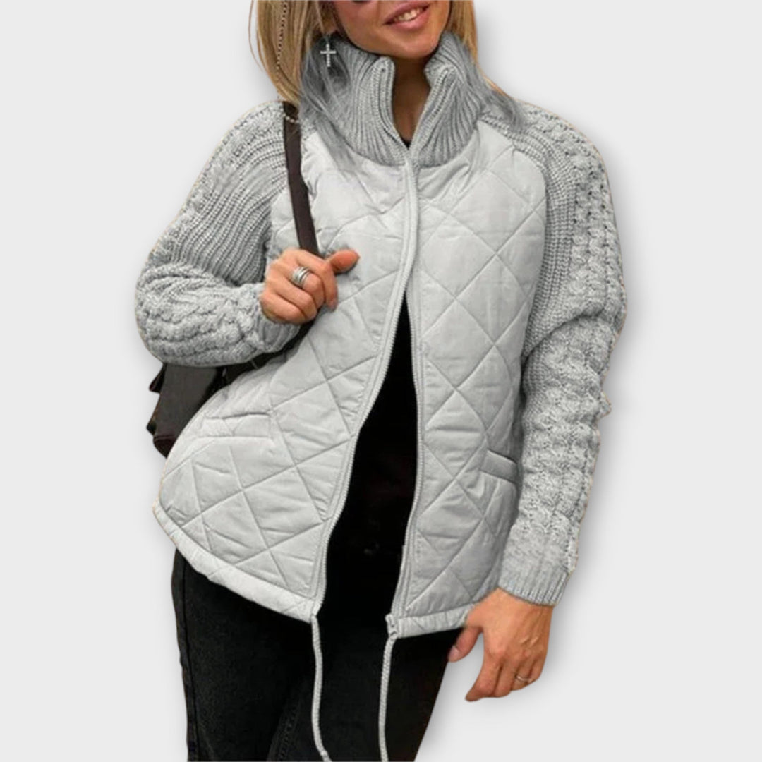 Jacket with Knitted Details and Modern Fit
