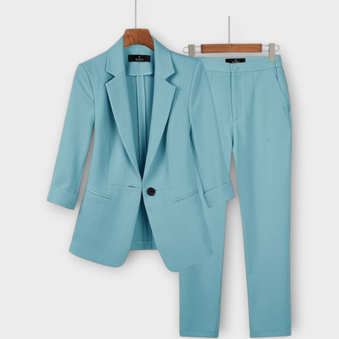 Polished Comfort Tailored Blazer & Trousers Set