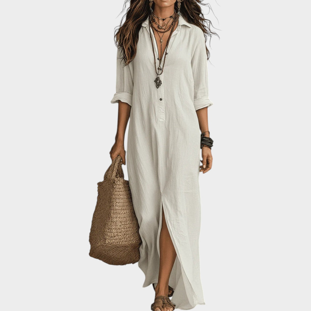 Boho Button-Front Maxi Dress