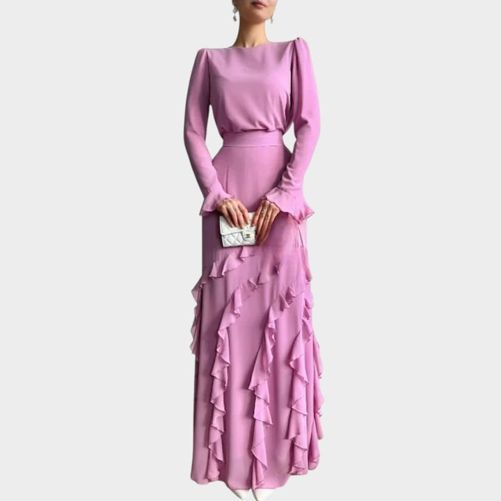 Elegant Ruffle Hem Maxi Dress