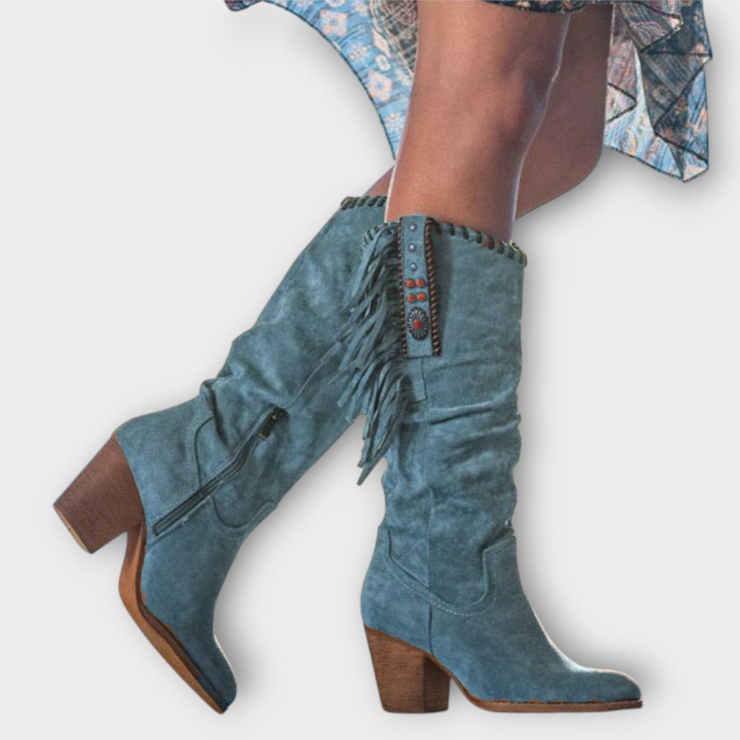 Western Fringe Knee-High Boots