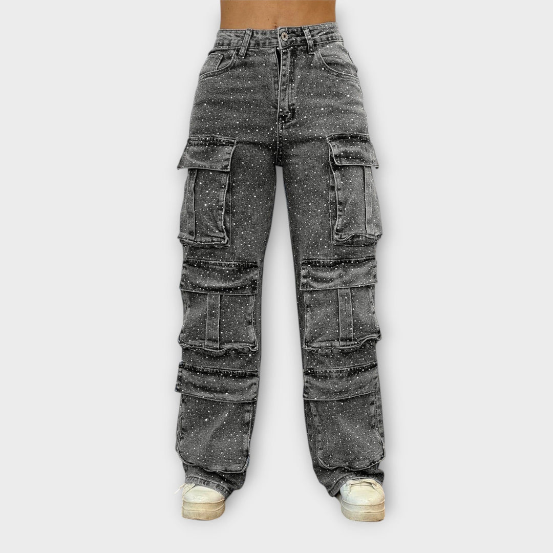 Rhinestone Cargo Jeans
