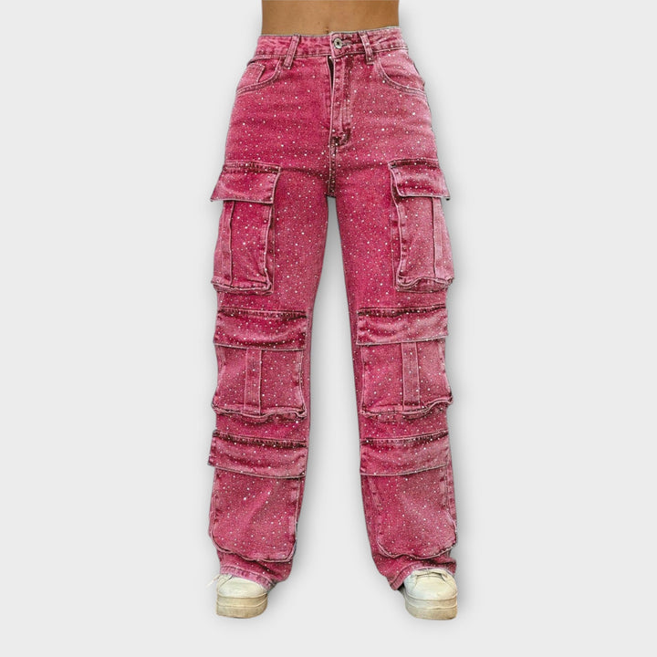 Rhinestone Cargo Jeans