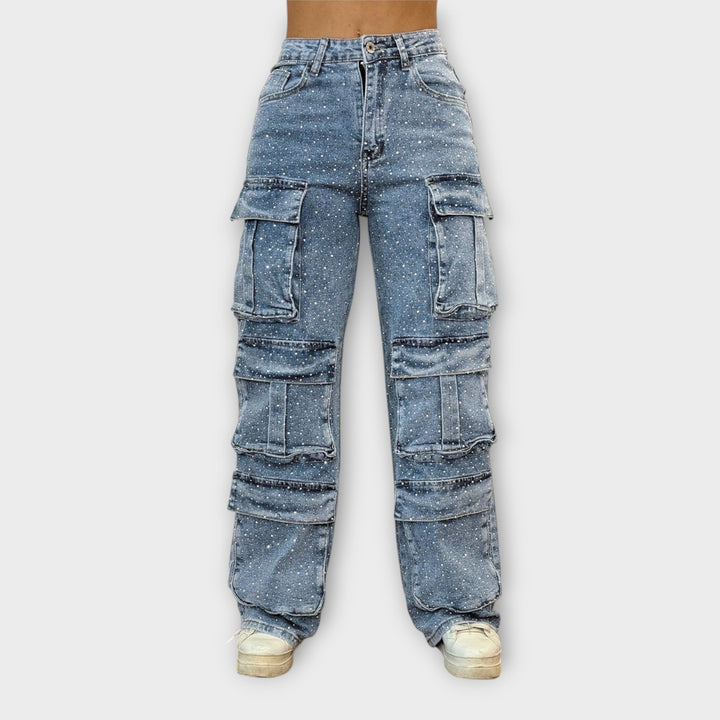 Rhinestone Cargo Jeans