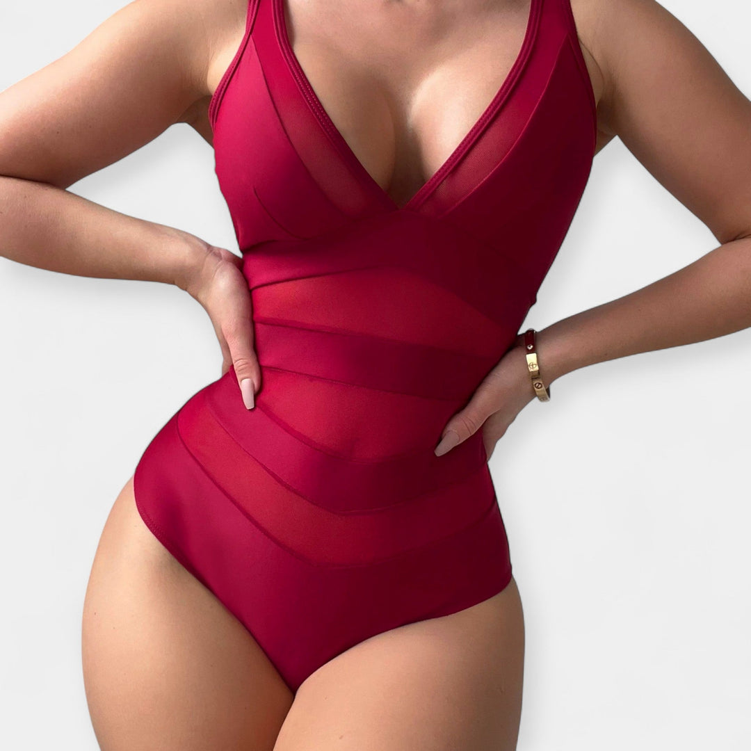 One-Piece Swimsuit with Sheer Details
