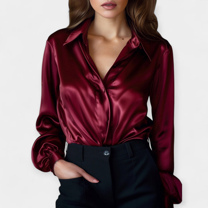 Satin Blouse with Collar