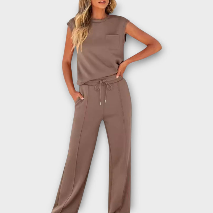 Sleeveless Top and Trouser Set with Drawstring