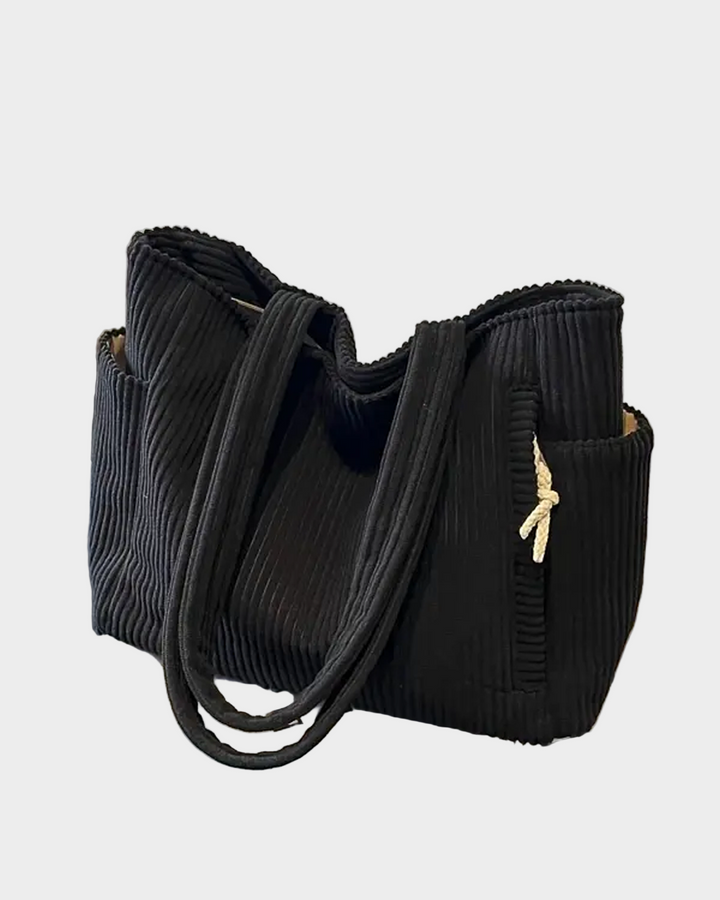 Knitted Shoulder Bag with Cord Detail and Modern Elegance