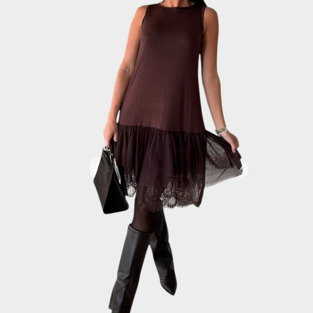 Lace-Trim Sleeveless Mini Dress