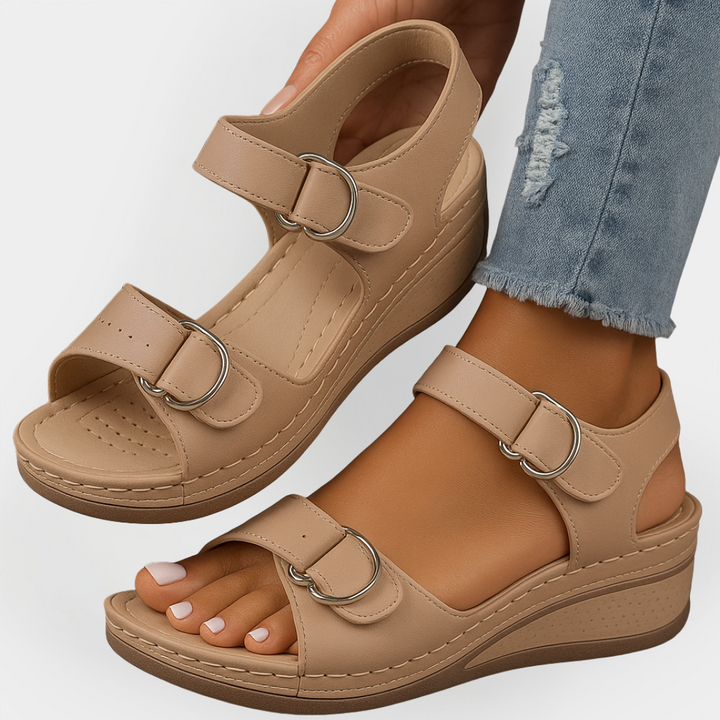 Orthopaedic Leather Sandals with Heel