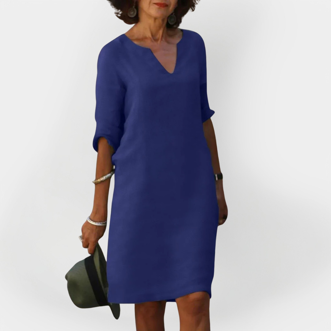 Daily Dress with V Neckline