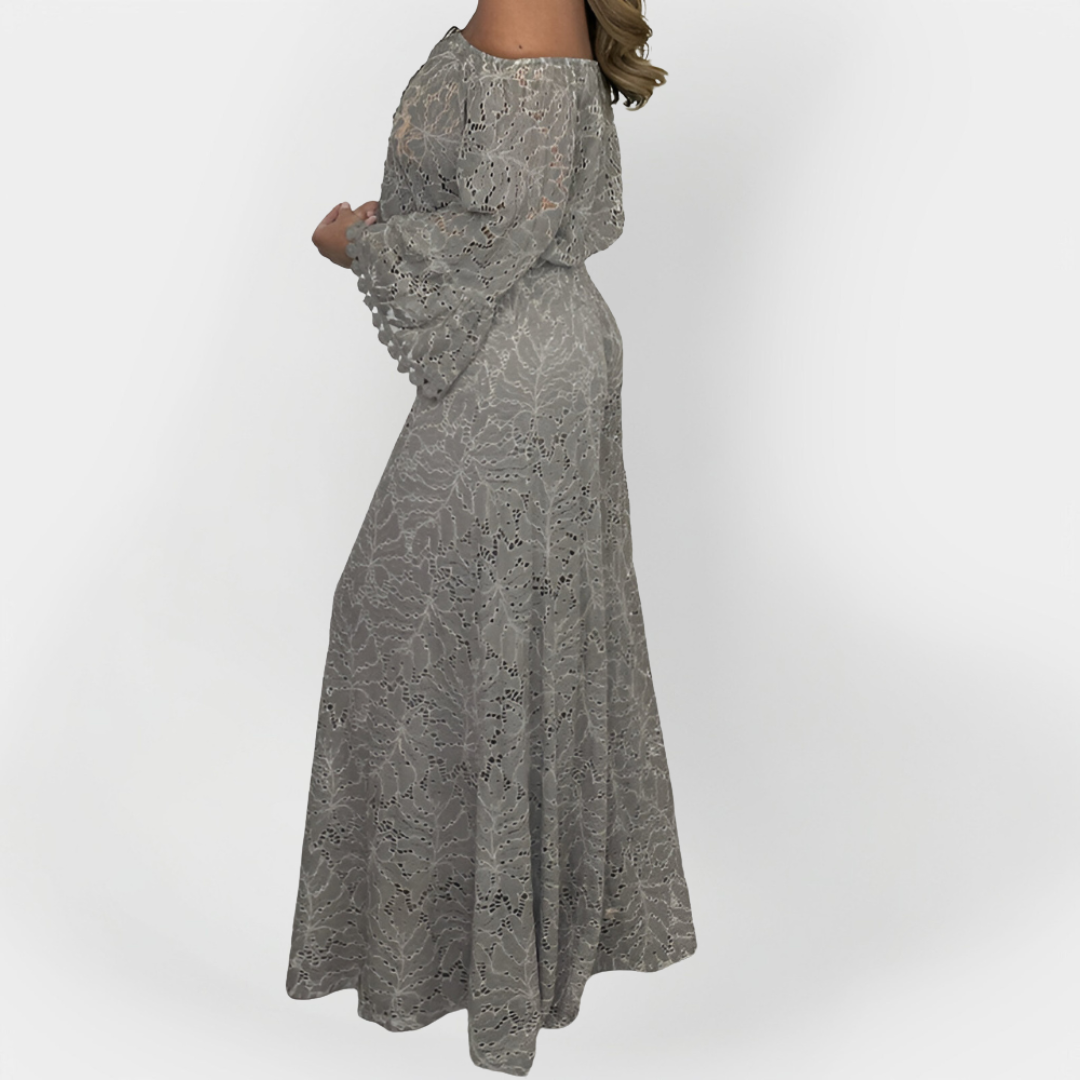 Full-Length Jumpsuit with Off-Shoulder Design and Lace
