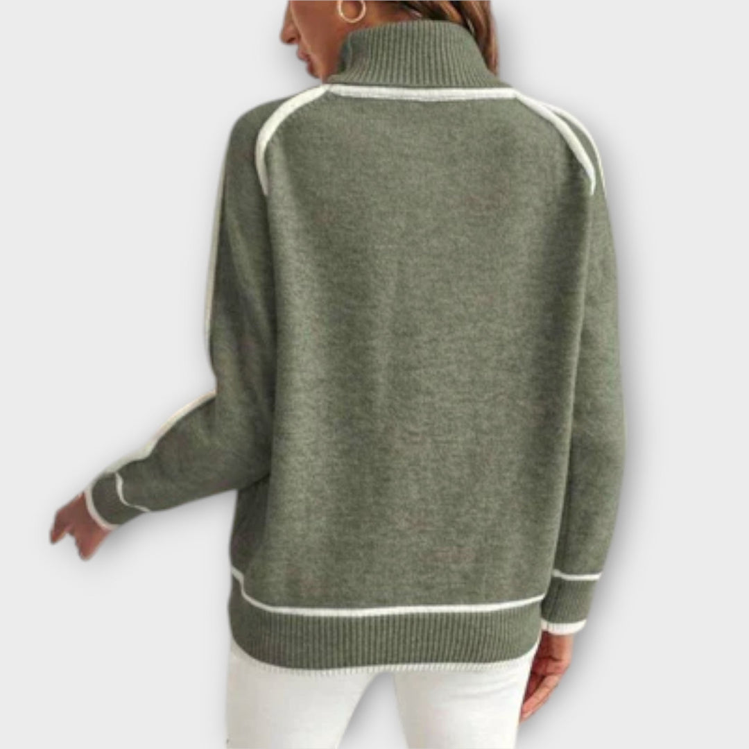 Christine - Luxurious Olive-Coloured Knitted Sweater