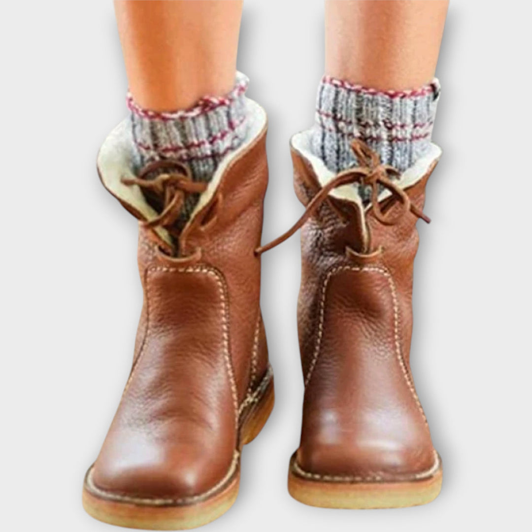 Fur-Lined Leather Winter Boots