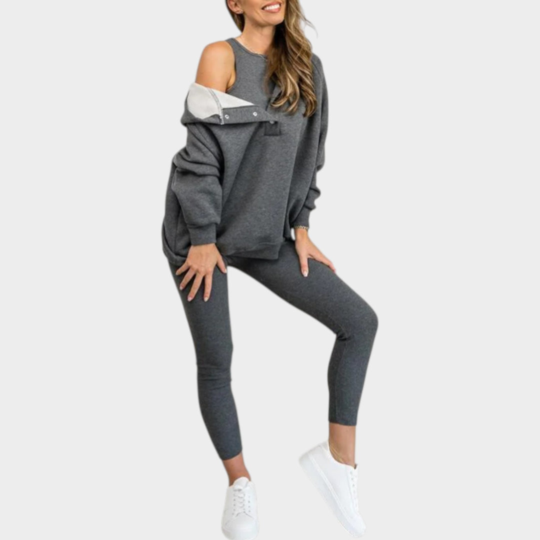 Trendy Button-Collar Lounge Set