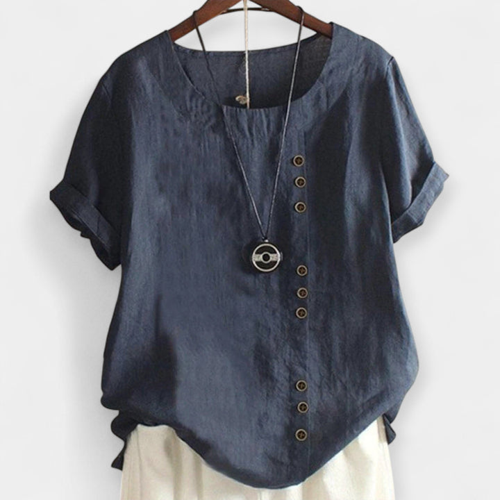 Short-Sleeved Blouse with Buttons