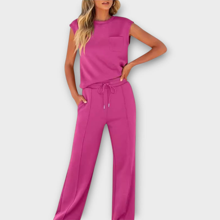 Sleeveless Top and Trouser Set with Drawstring