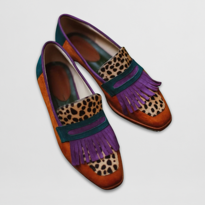Statement Pattern Loafers with Fringe Detailing