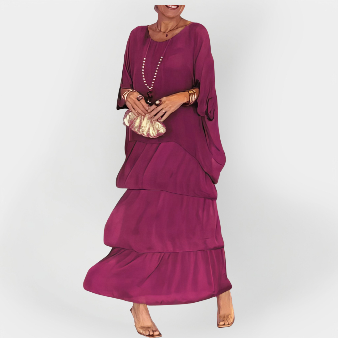 Pleated Dress with Double Layer Effect