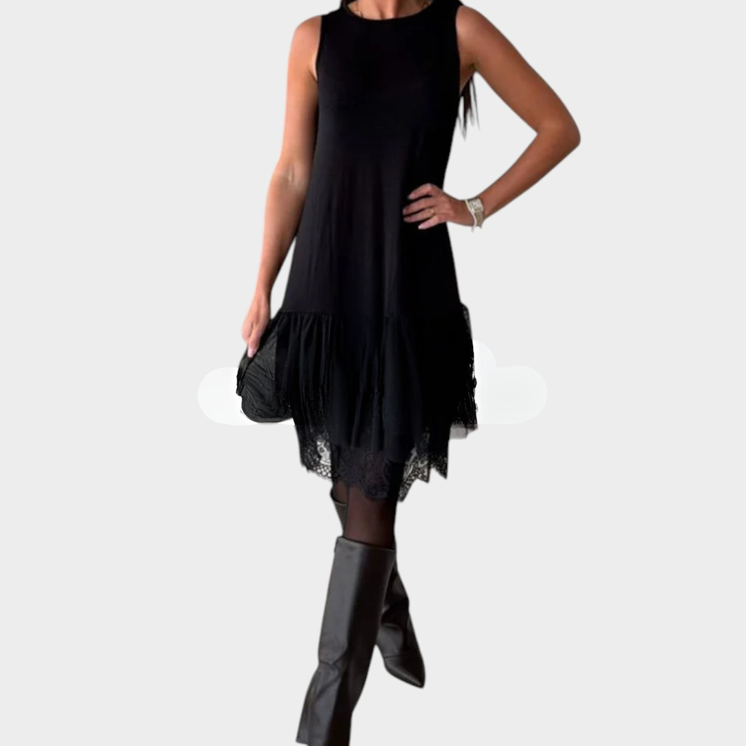 Lace-Trim Sleeveless Mini Dress