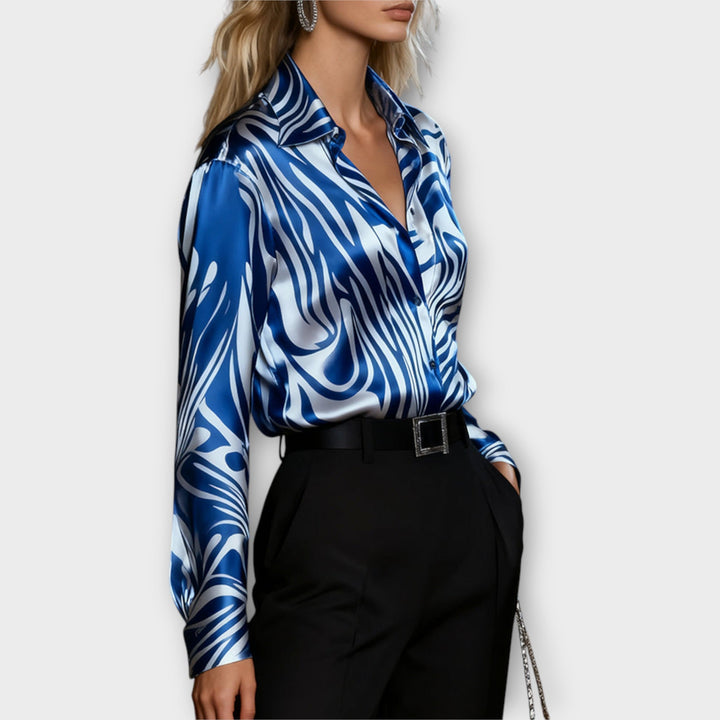 Luxe Satin Zebra Print Blouse
