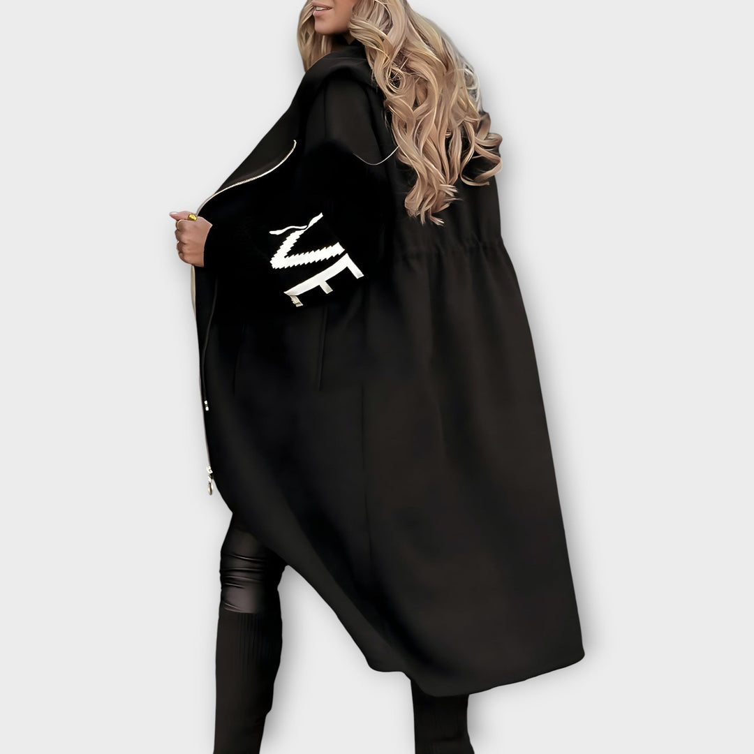 Longline Hooded Coat with Statement Sleeves