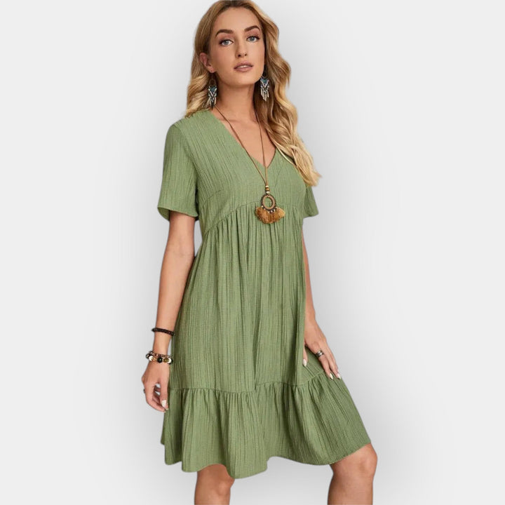 Midi Dress with V Cut