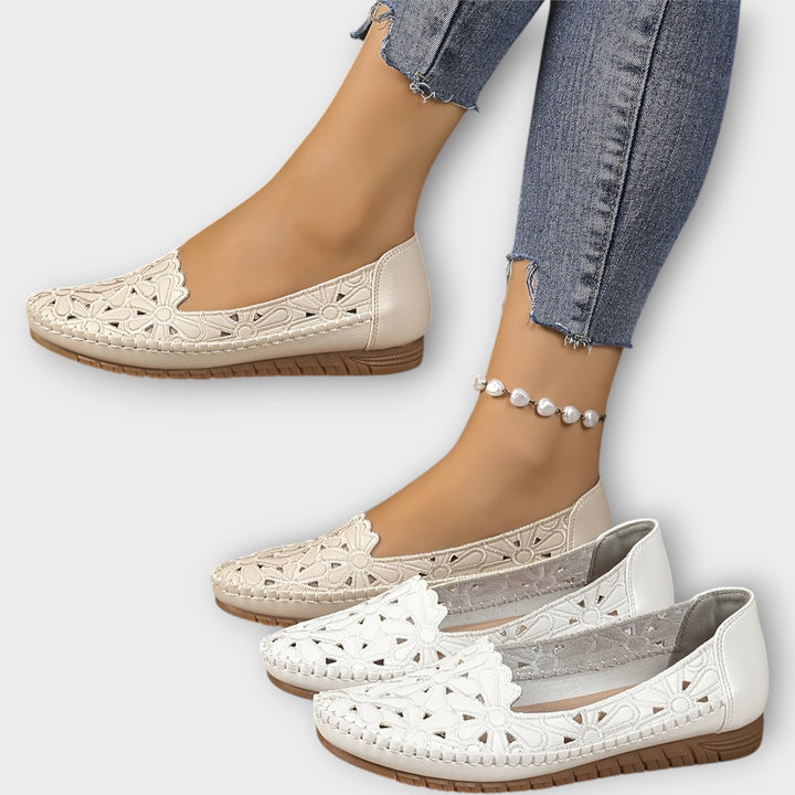 Elegant Comfort Floral Cutout Flats