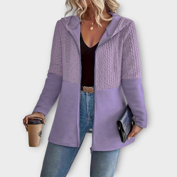 Textured Zip-Up Hooded Cardigan