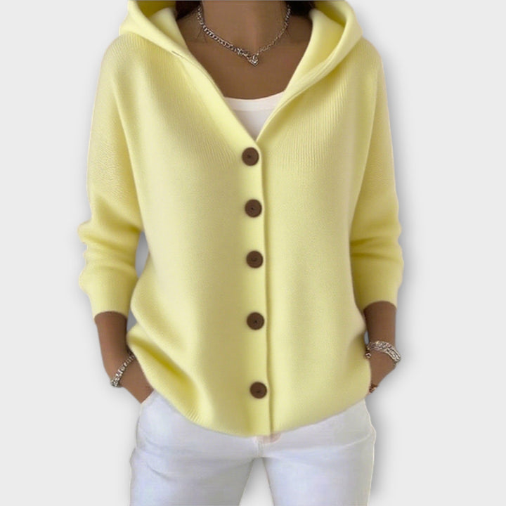 Cozy Chic Button-Front Hooded Cardigan