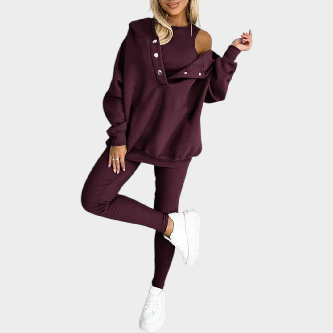 Trendy Button-Collar Lounge Set