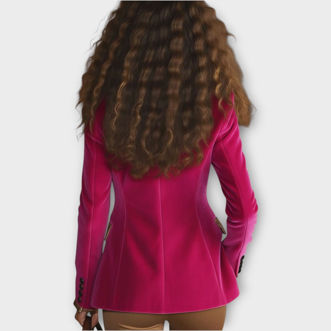 Velvet Tailored Blazer with Statement Trim